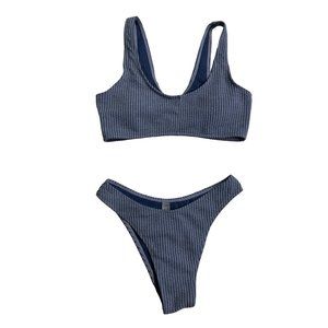 Ribbed Cheeky Bikini Swim Set Small